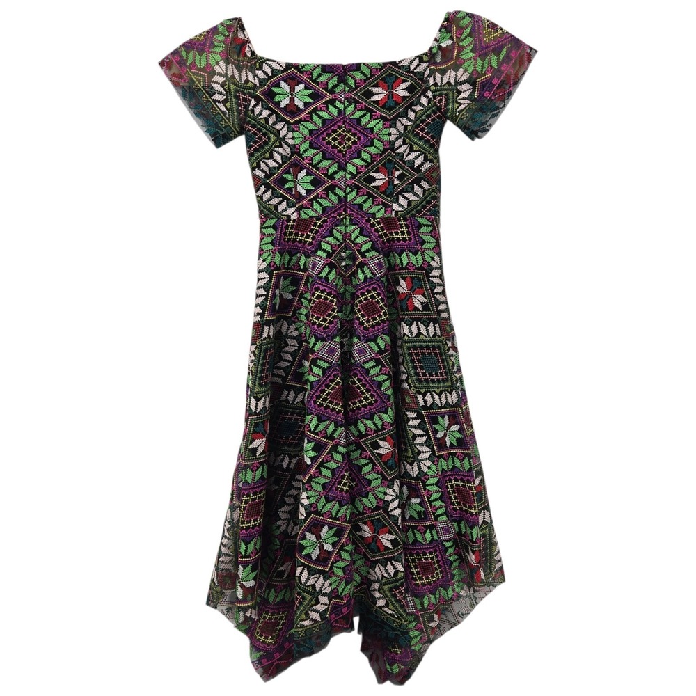 Alex Marie Dress Women 2 Midi A-Line Fairy Whimsigoth Embroidered Colorful Sheer - Picture 2 of 12